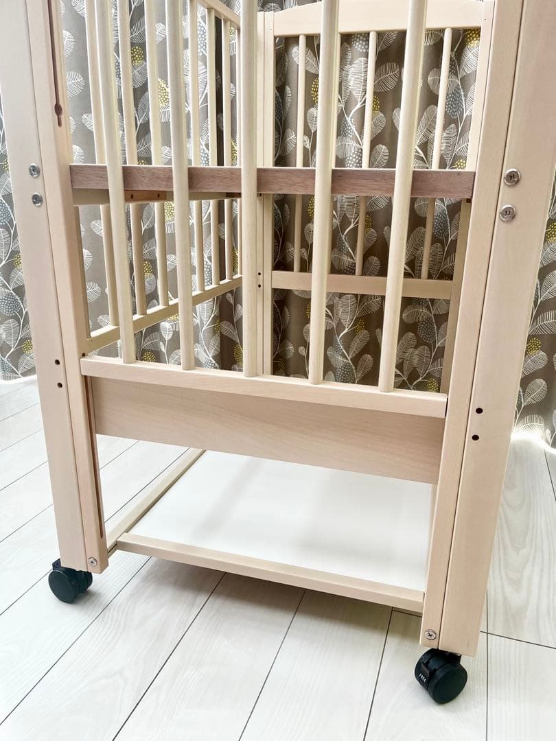 【美品❣️】サワベビー 3面スライド ミニベビーベッド ホワイト コンパクト