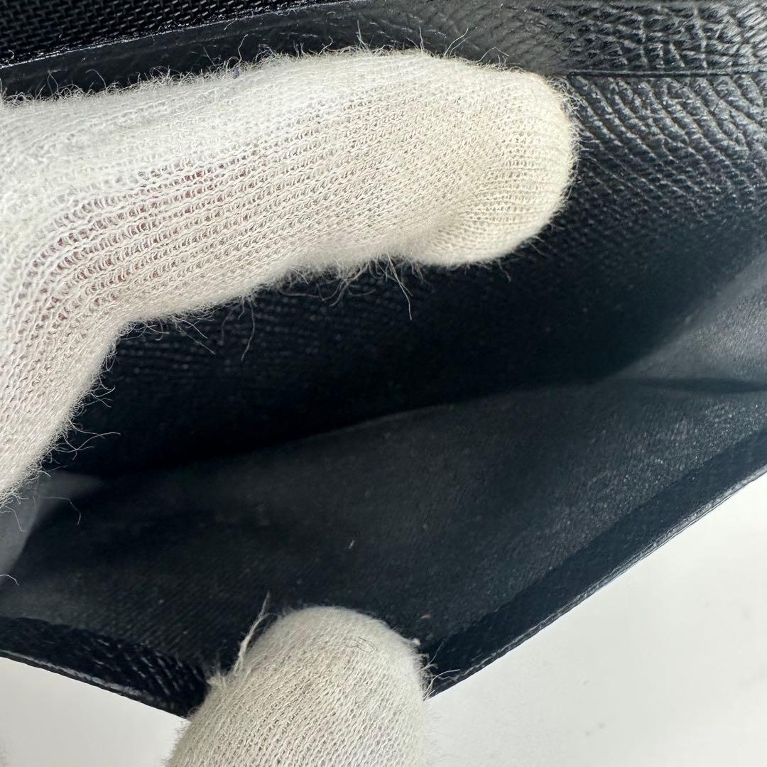 美品✨ブルガリ　名刺入れ　カードケース　定期入れ　黒　ロゴ刻印　フラップ