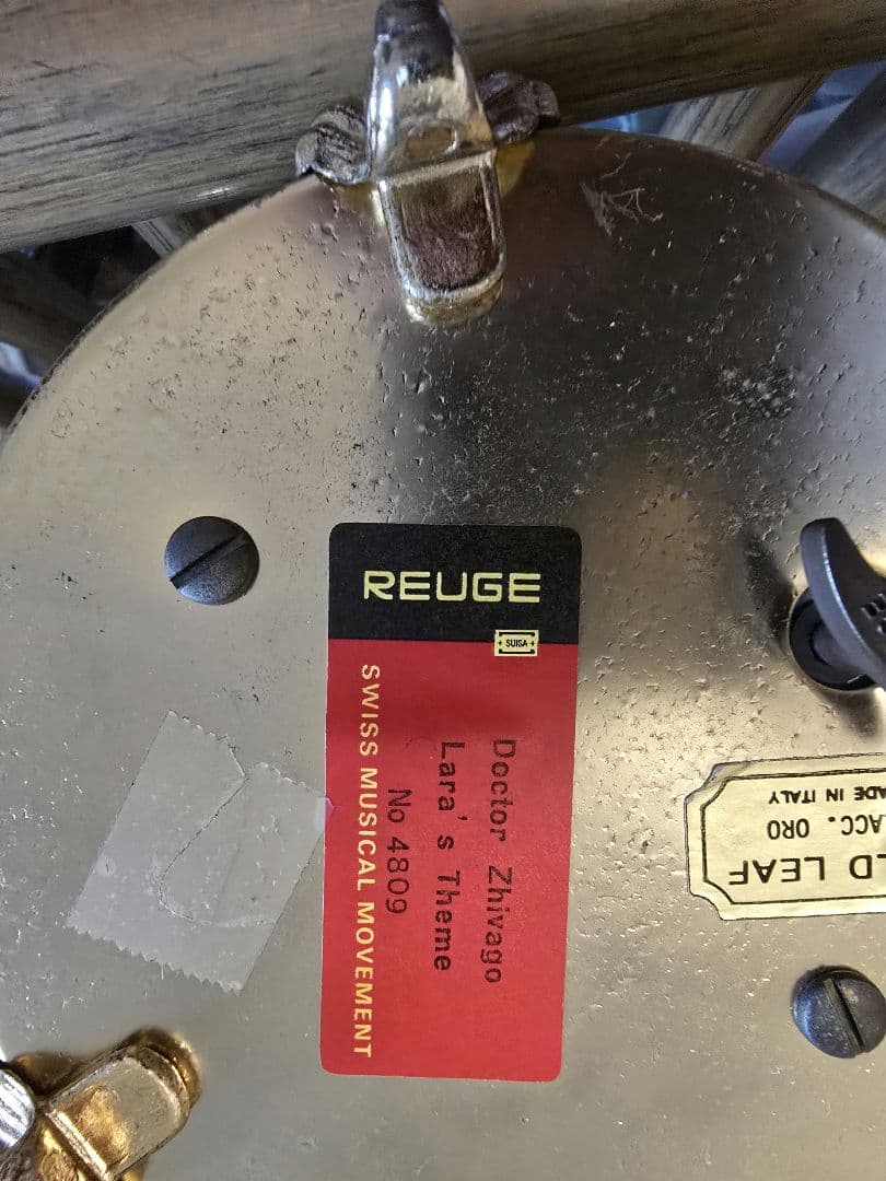 金箔・大理石　REUGE製オルゴール　バレエダンスフィギュア付き大理石装飾品