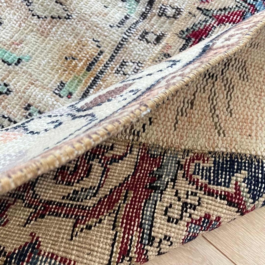 超ロングネイビー65×249レッド　パッチワークランナー　トルコヴィンテージラグ