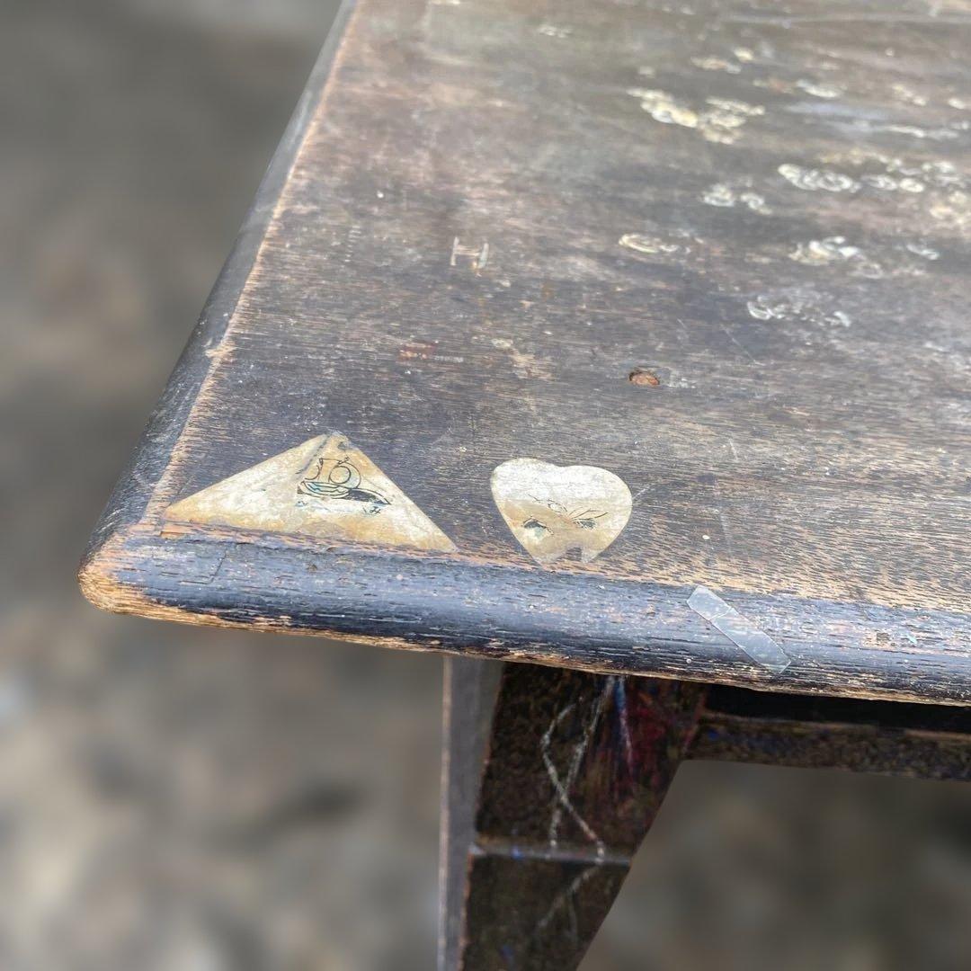 木製文机 引き出し付き ダークブラウン　昭和レトロ　古民具