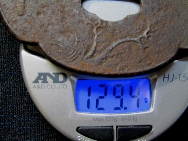 03★武具　刀装具　刀　脇差　鉄鍔　木瓜型　釣り人笠金象嵌　箱付★