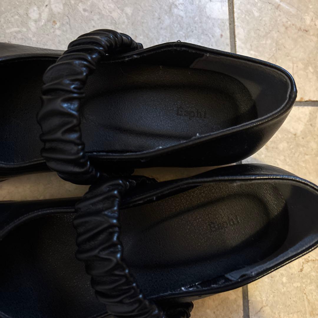 Eaphi SQUARE TOE SHOES ブラック 36 靴