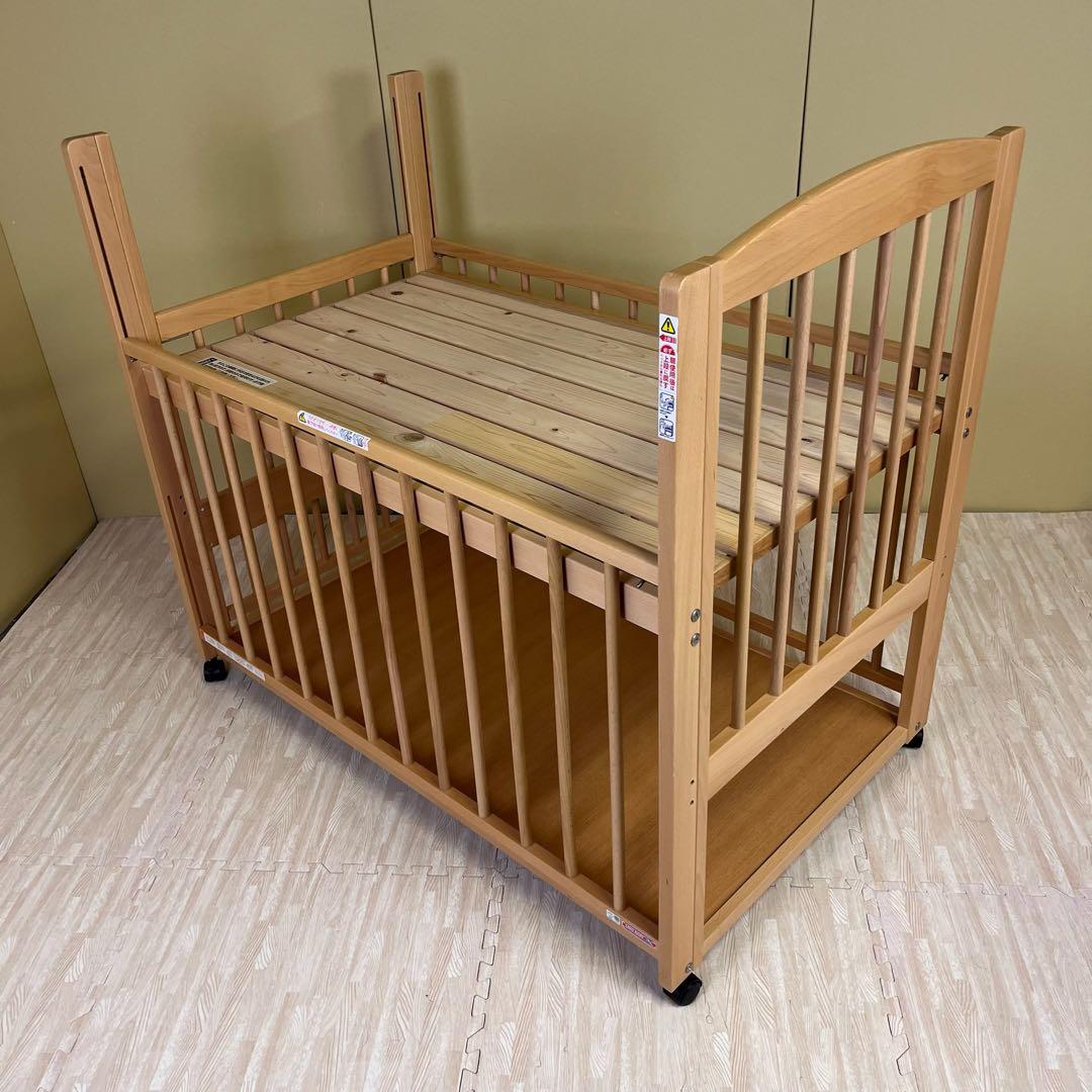 ☆除菌清掃済☆　超美品　日本製　サワベビー　ハイタイプ　すのこ床板　3面スライド