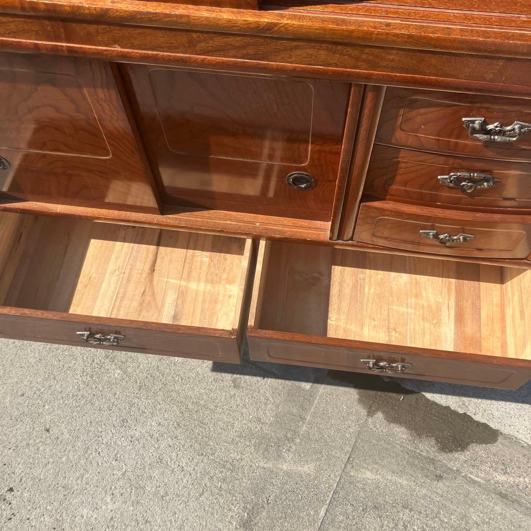 昭和レトロ 欅材 茶箪笥 ガラス扉 サイドボード 古家具 古民家 ビンテージ