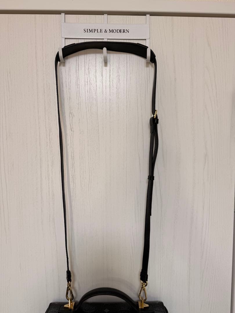 MCM ブラックレザーハンドバック2wayショルダーバッグ