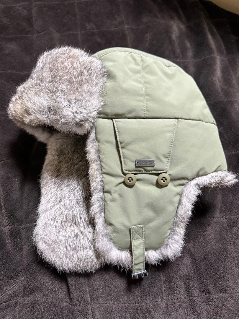 本物 ラビットファー フライトキャップ ビンテージ カーキ COMHATS 米軍