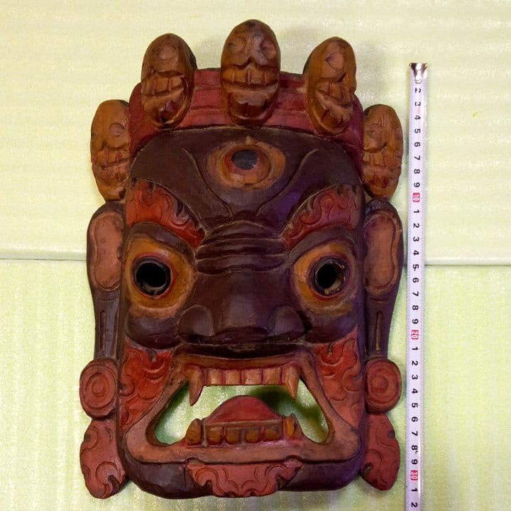 お面　マスク　木製　木彫り　 壁掛け　オブジェ　インテリア　エスニック　魔除け