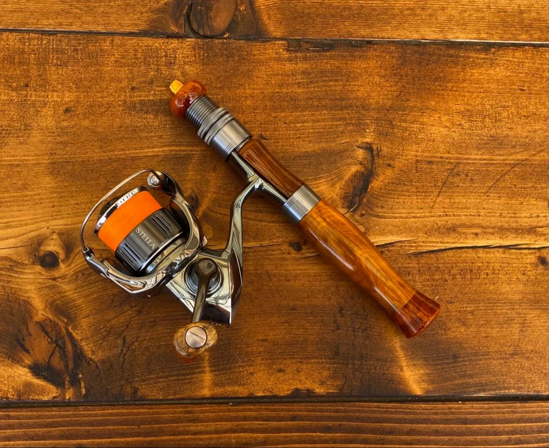 ウッドグリップ　トラウトロッド　ウッドリールシート　ロッドビルディング　黄金樟