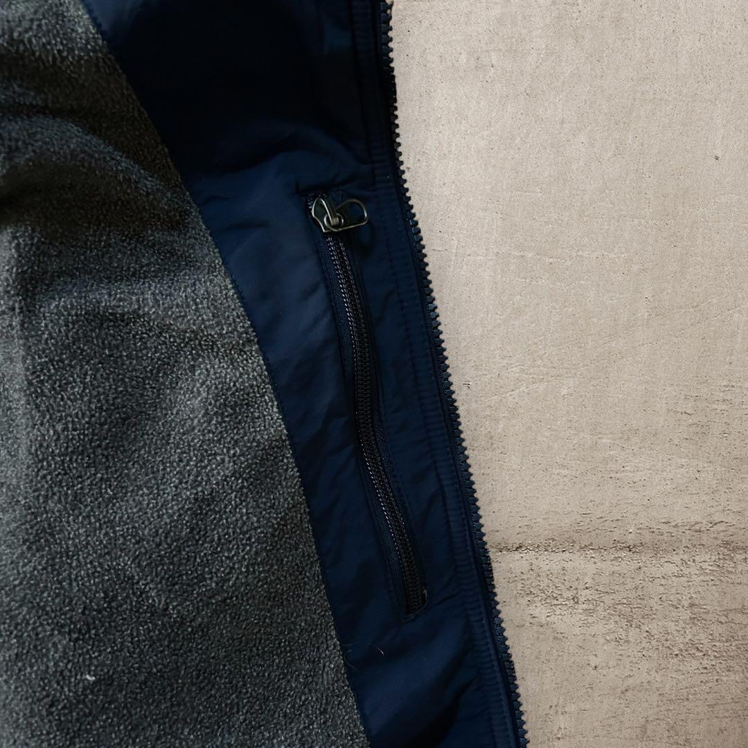 エルエルビーン90sナイロンウォームアップジャケットシンサレート裏フリース短丈紺