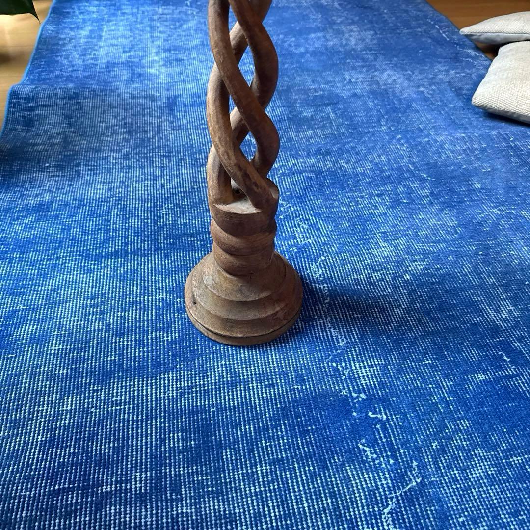 99×212青空色オーバーダイ　ワンカラー　ブルートルコヴィンテージラグ