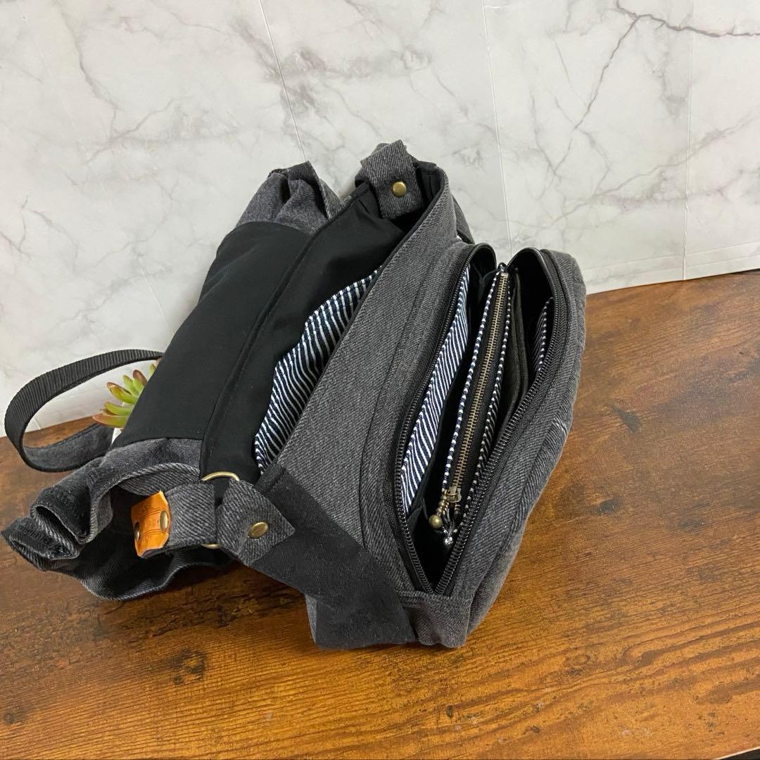 専用*No.22 デニムリメイク【お財布付きバッグ・ダブルZIPバッグ】