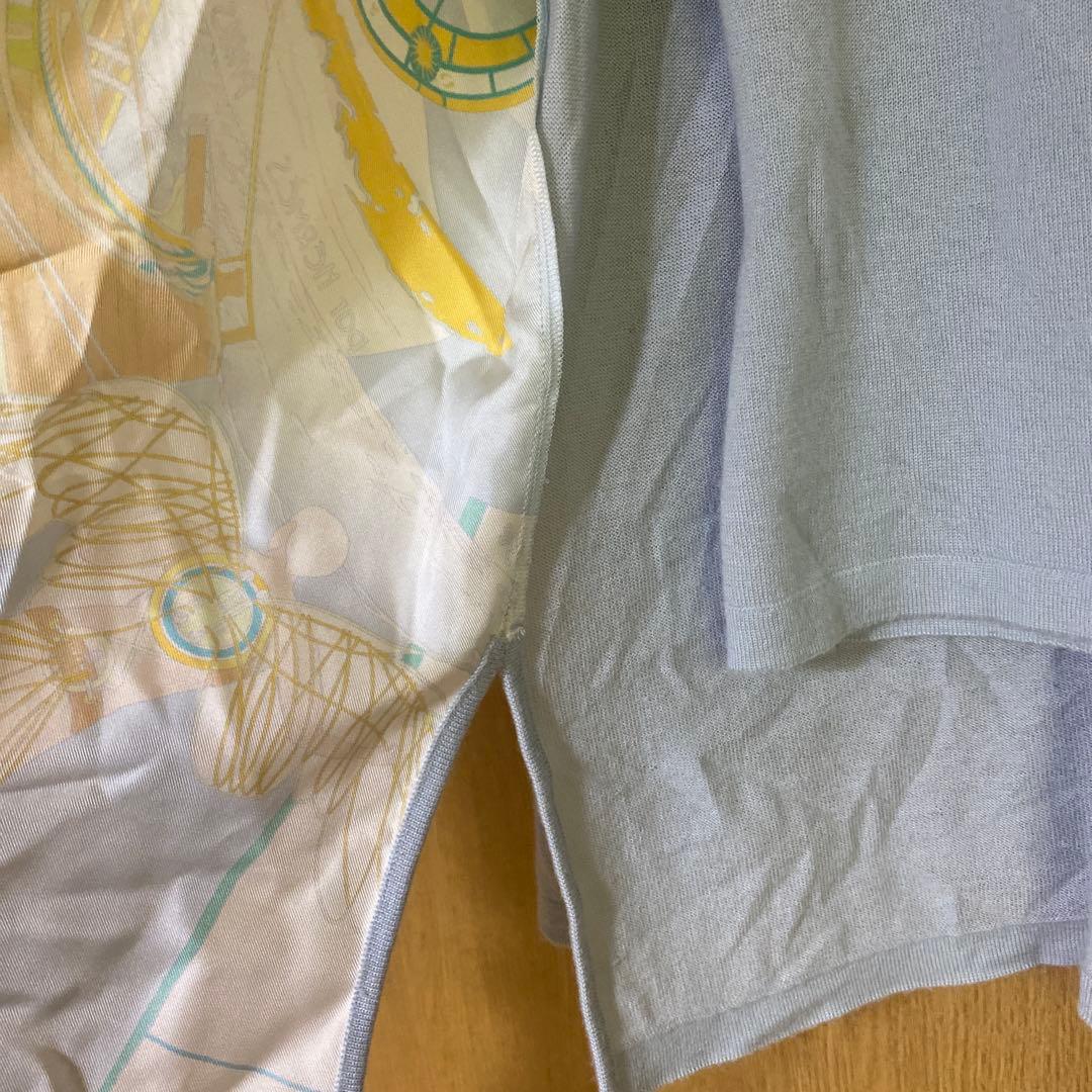 【送料無料】 HERMES アンサンブル カーディガン Mサイズ シルク 切替