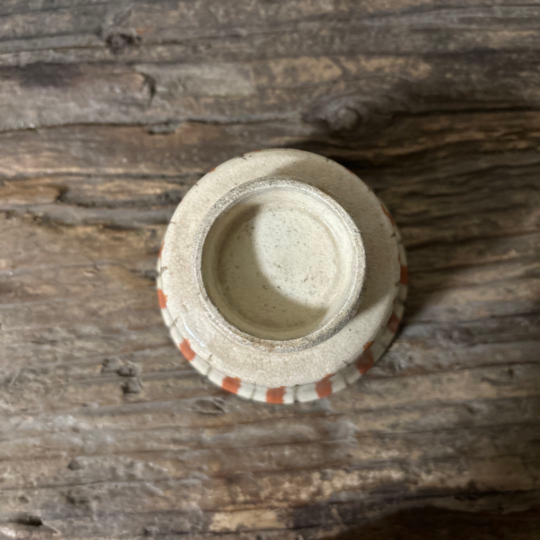 アンティーク　小ぶり麦藁手蓋付き向付　美濃　絵瀬戸　古美術　茶道具　懐石検:李朝