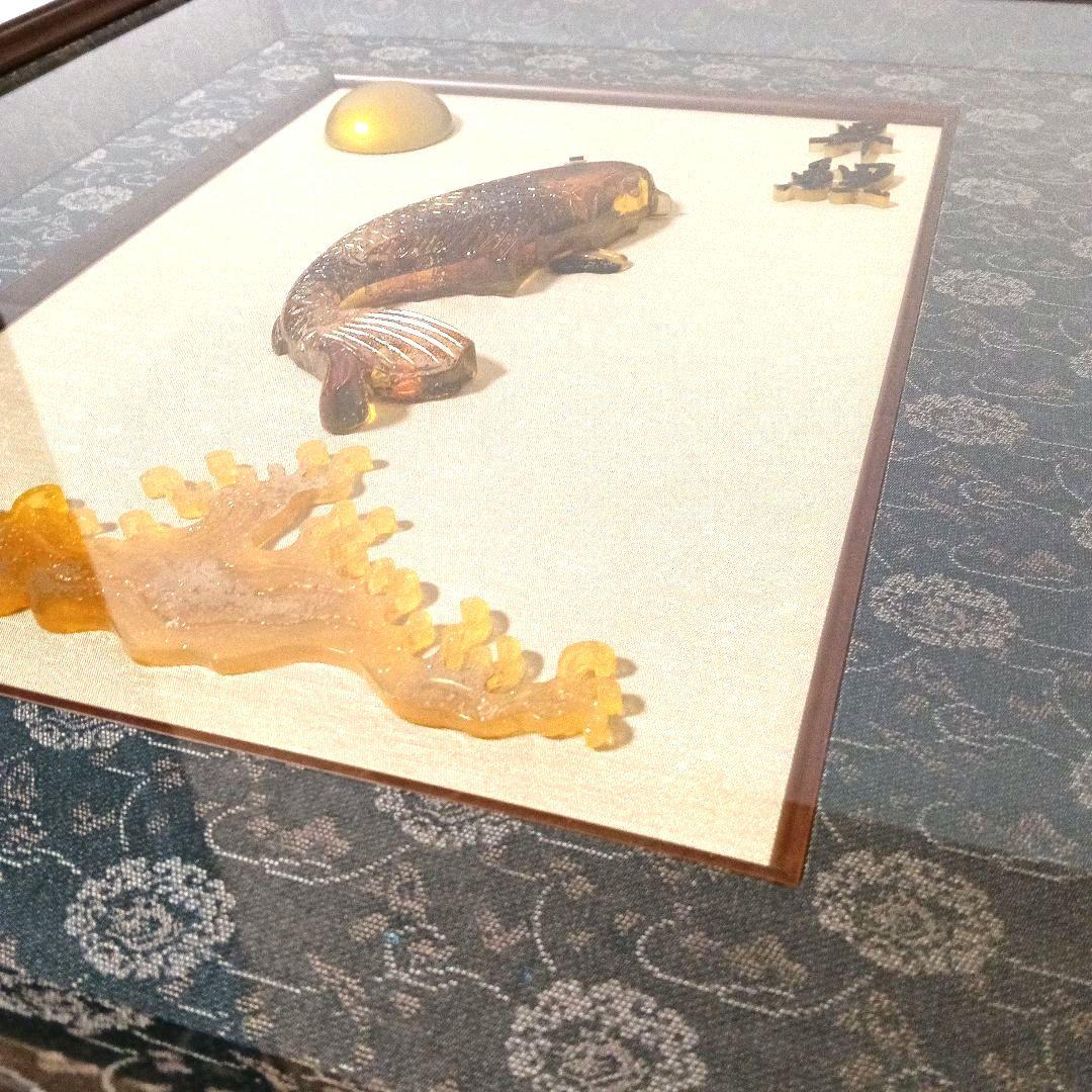 大型額装 希少 本鼈甲 昇鯉 金彩 金箔 赤甲 白甲