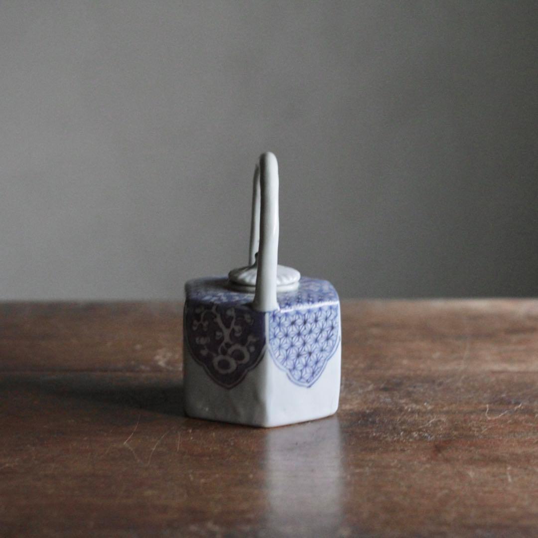 平戸焼 染付 面取 六角 水注 酒次 古美術 古道具 アンティーク 煎茶道具