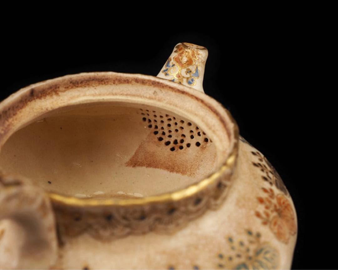 栗田焼　錦光山宗兵衛 錦光山　蓮摘み　急須　煎茶器