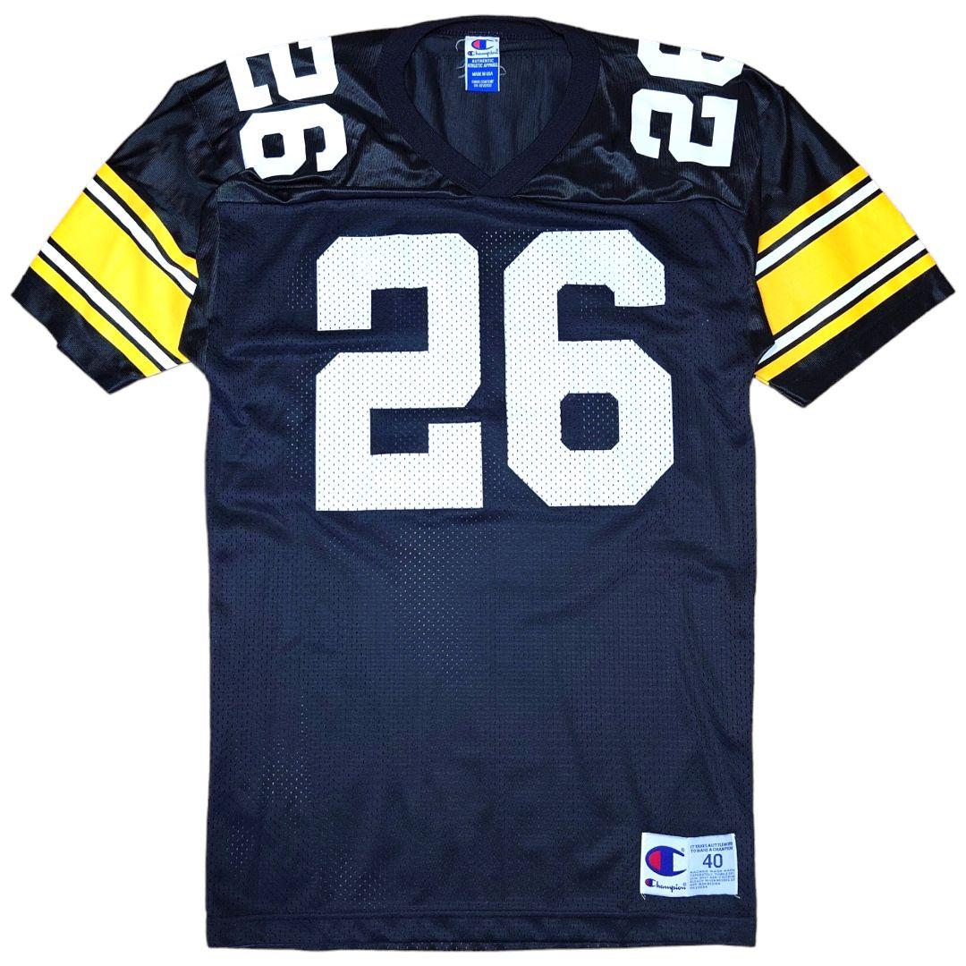 USA製 90sChampion両方ビッグプリントナンバリングフットボールシャツ