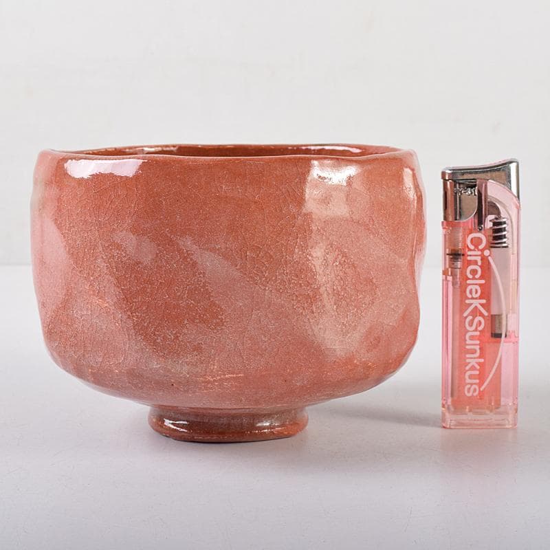茶道具　楽焼　佐々木松楽造　赤楽茶碗　共箱　C　R8673