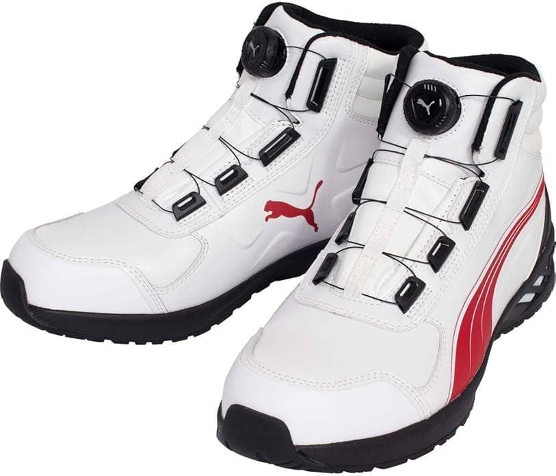 【新品】プーマセーフティー 安全靴 ライダー2.0ホワイト＆レッドディスクミッド