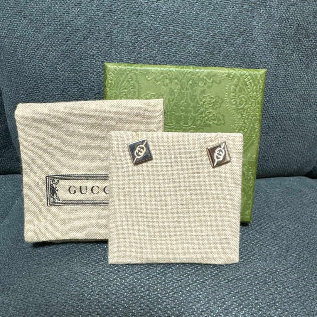 ⭐︎美品⭐︎ GUCCI ダイアゴナル インターロッキングG ピアス値下げ中！