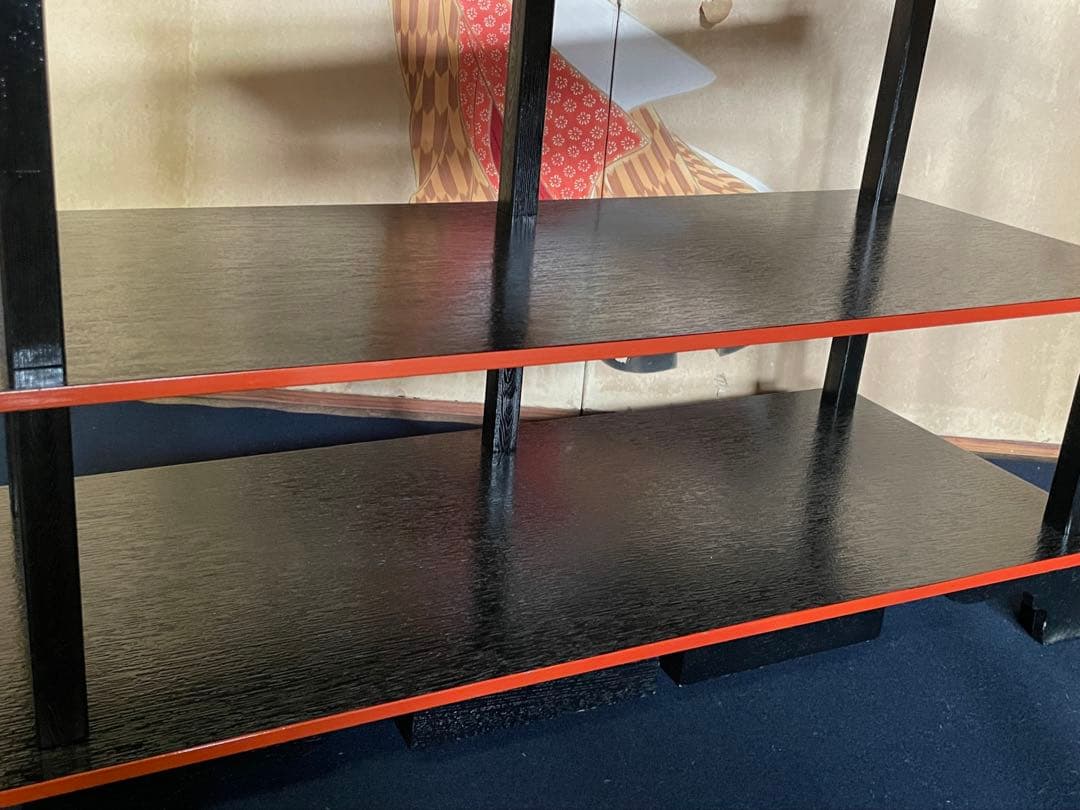 【美品】「母」 水谷棚 配膳棚 五段木製棚 懐石道具 水屋道具 茶道具 （F1）