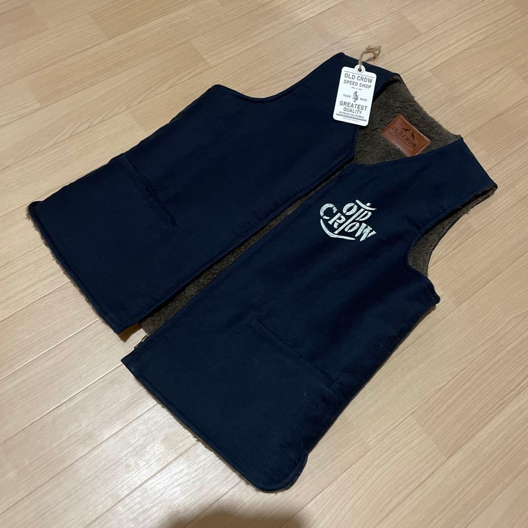 OLD CROW ネイビー ベスト ウールライニング