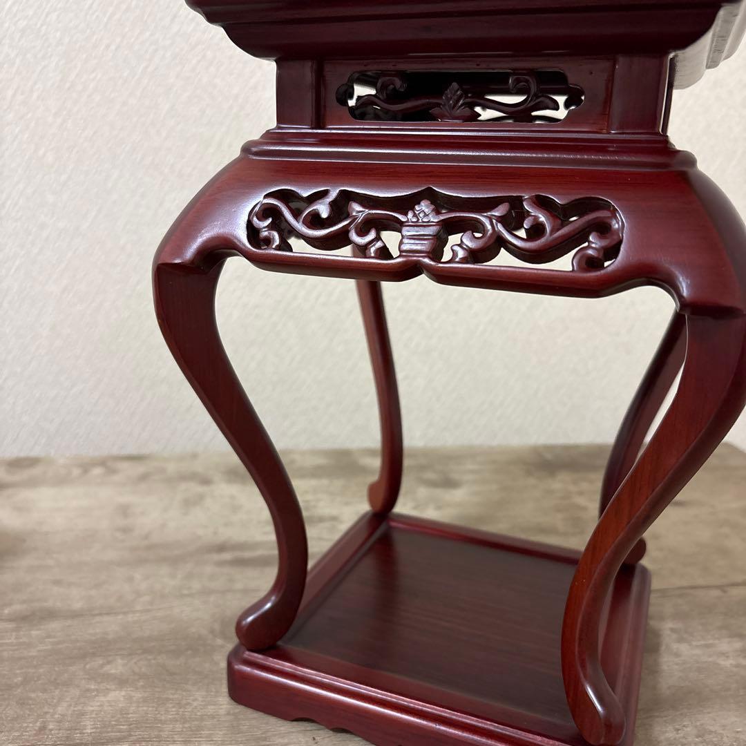 高級唐木花台　透かし彫り　紫檀　盆栽花台　懸崖花台　　加藤工芸ランプ　計2点