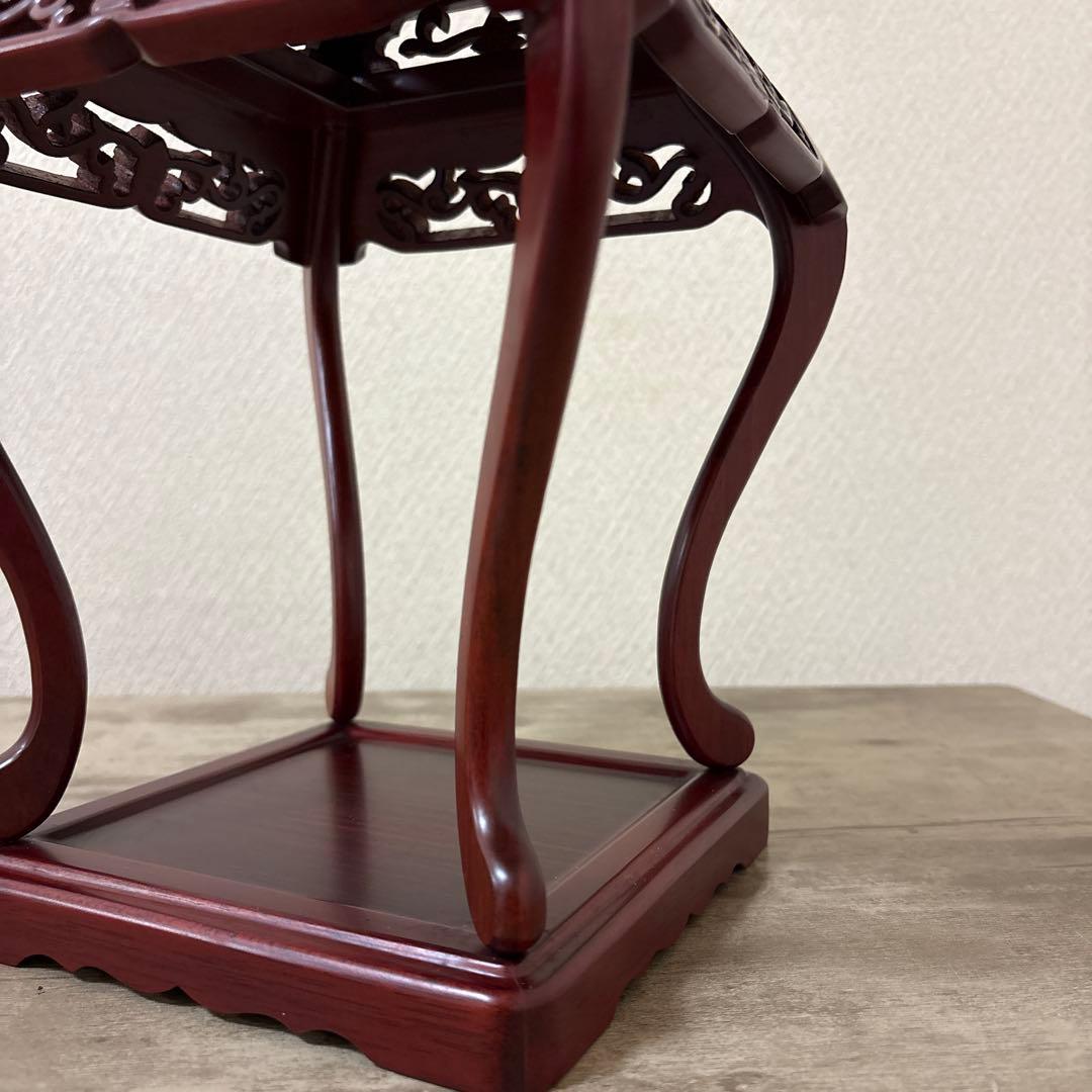 高級唐木花台　透かし彫り　紫檀　盆栽花台　懸崖花台　　加藤工芸ランプ　計2点