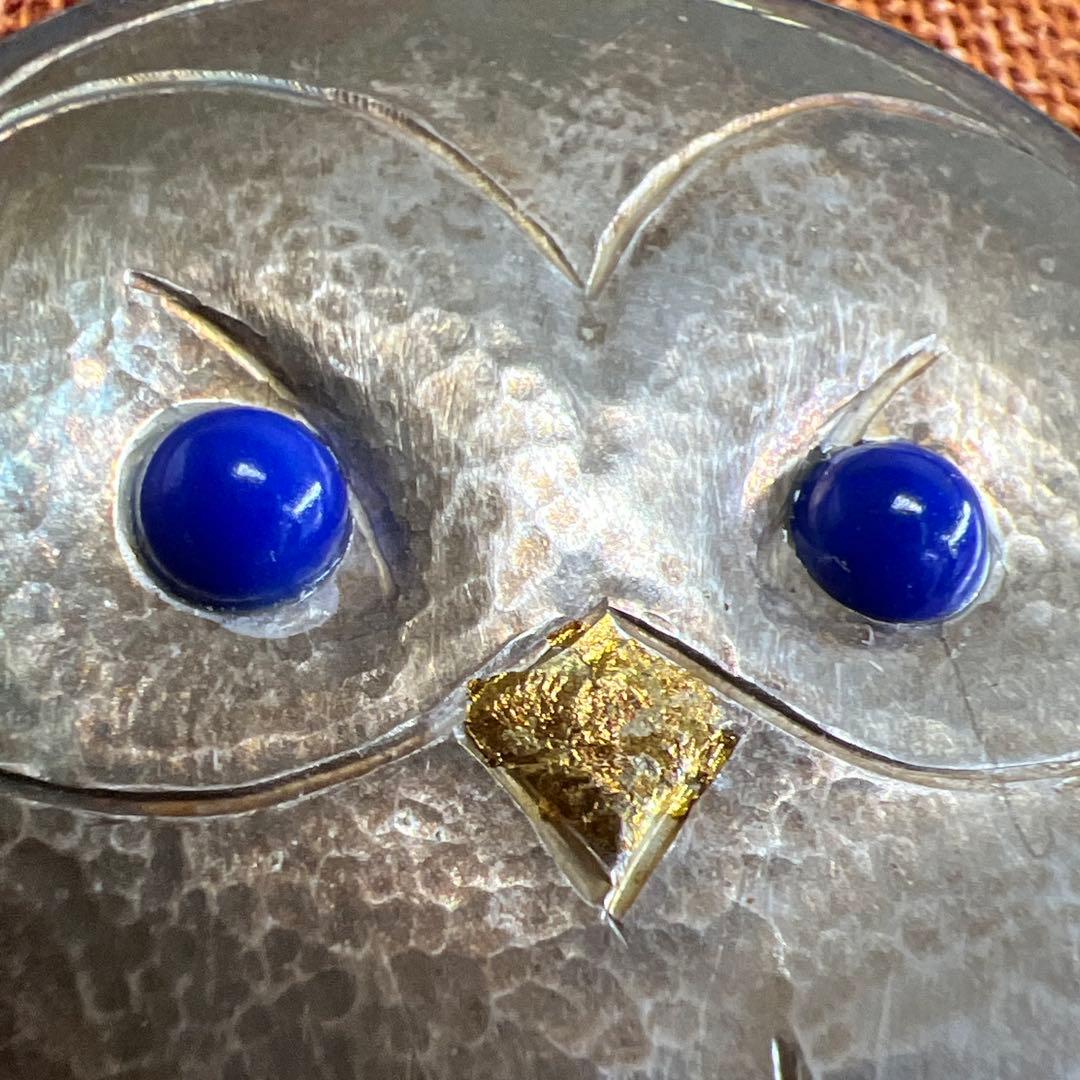 銀製ラピスラズリ象嵌フクロウ　紙箱台紙付36g 東Y8-0130☆2Fタサオ