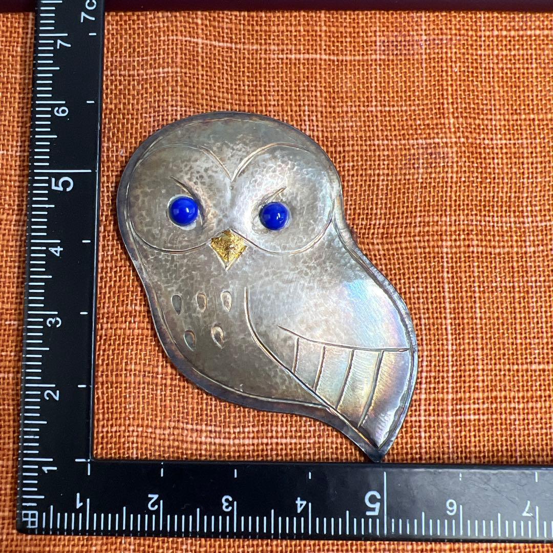 銀製ラピスラズリ象嵌フクロウ　紙箱台紙付36g 東Y8-0130☆2Fタサオ