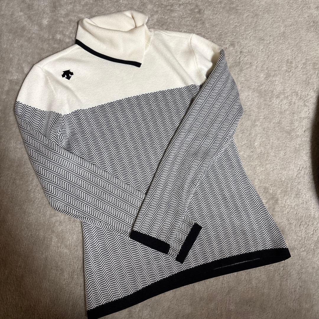 お値下げ不可…デサント　黒白　ニット　M 美品
