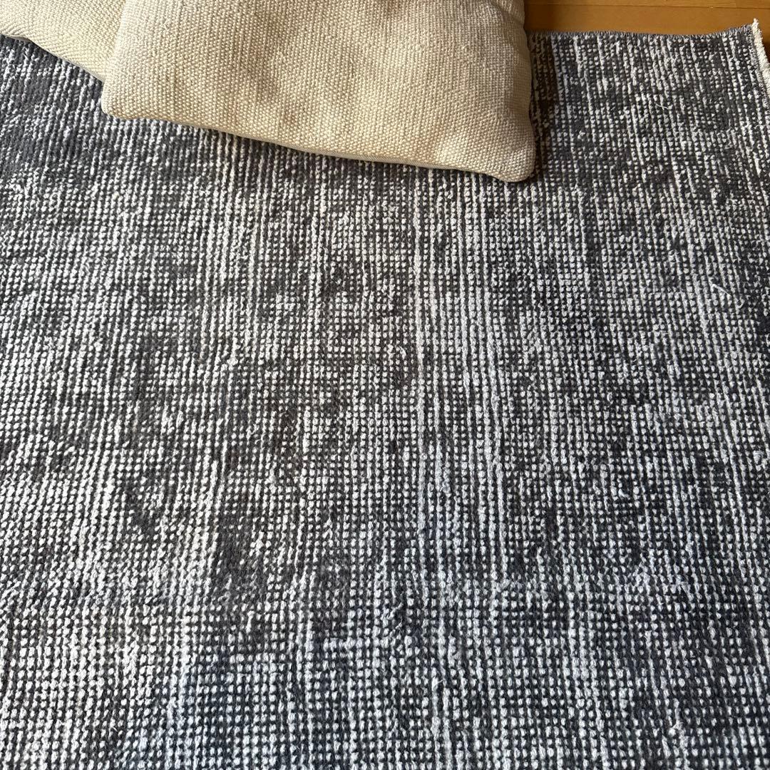 111×182 グレイワンカラーラグ　擦れシャビーシック　トルコヴィンテージラグ