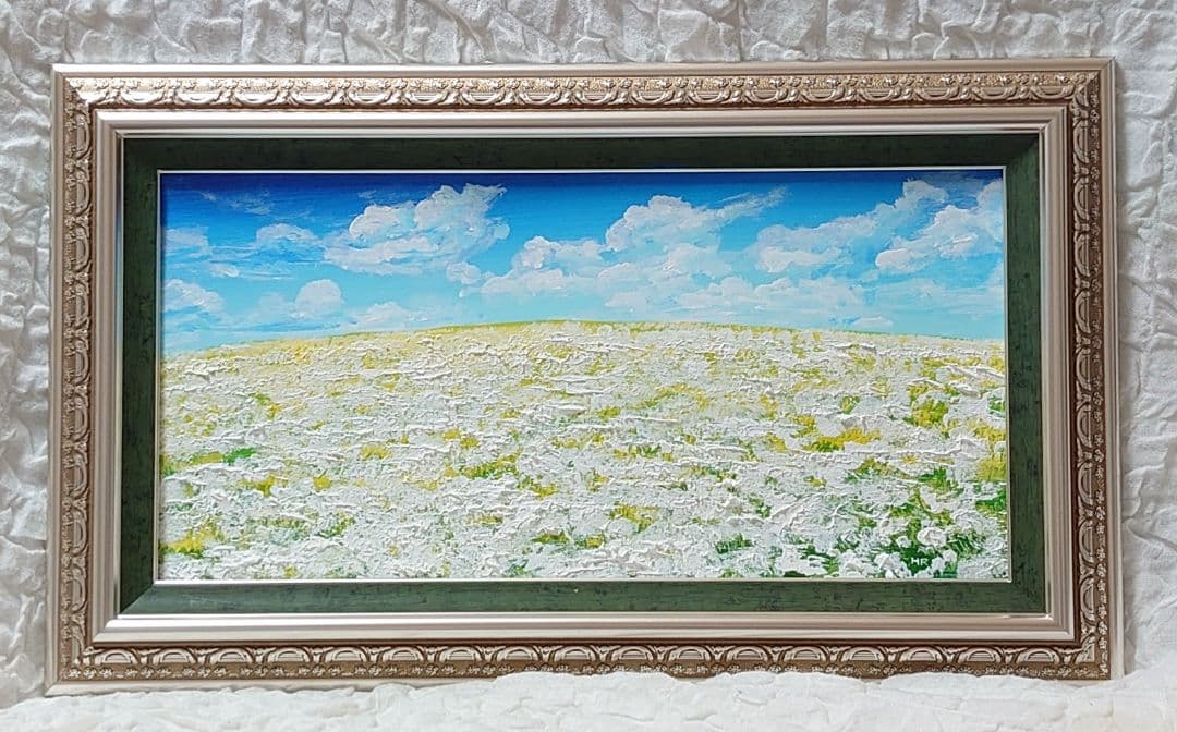 油絵 絵画【白いお花畑】
