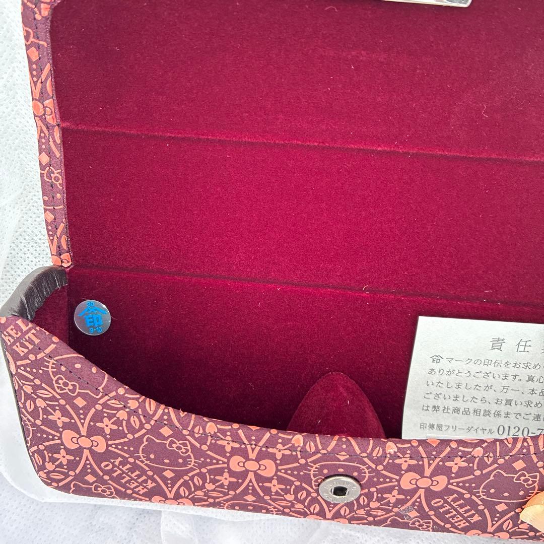 ま*り様 甲州印伝 印傳屋 ハローキティ 眼鏡ケース ピンク×黒 リボン未使用