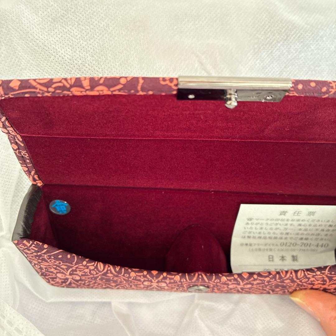 ま*り様 甲州印伝 印傳屋 ハローキティ 眼鏡ケース ピンク×黒 リボン未使用