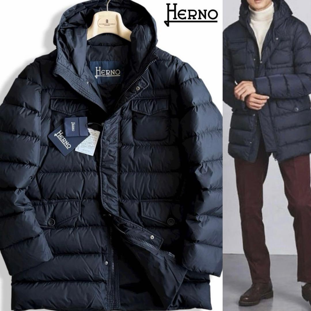 新品タグ付/XXXL HERNO ヘルノ ダウン　ネイビー 54 メンズ