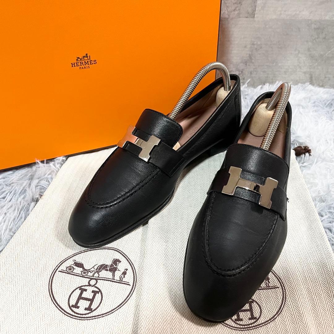 HERMES エルメス モカシン ローファー パリ ブラック 35 美品
