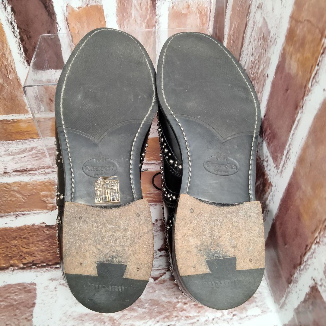 Church’s（36）スタッズ　ウィングチップ ローファー　黒 レザー