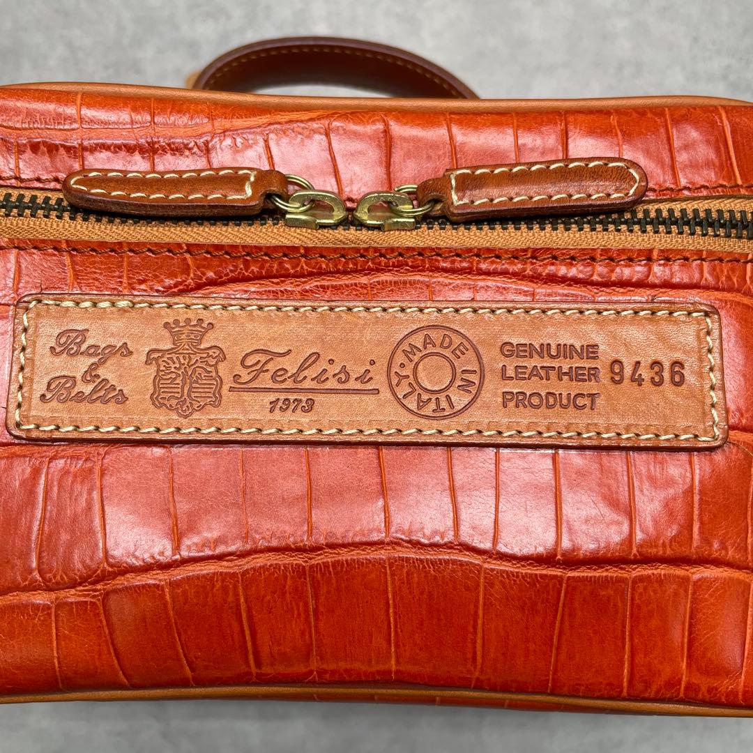 Felisi フェリージ 9436 クロコ型押し レザー バニティケース