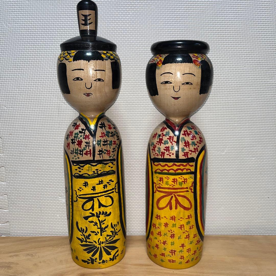 木地山こけし　⭕️超レア夫婦(女男)こけし　現代の名工　小椋久太郎　伝統こけし