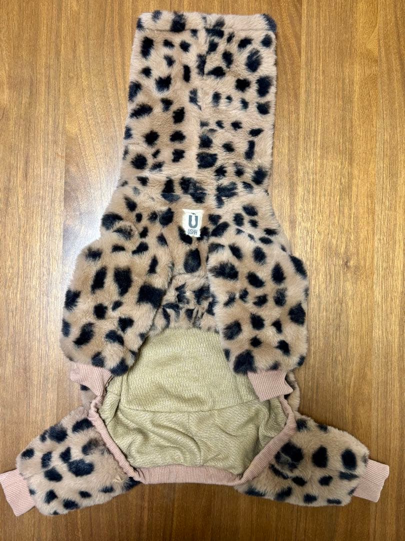 USHH:エコファーレオパードロンパース:ブラウン サイズ：S