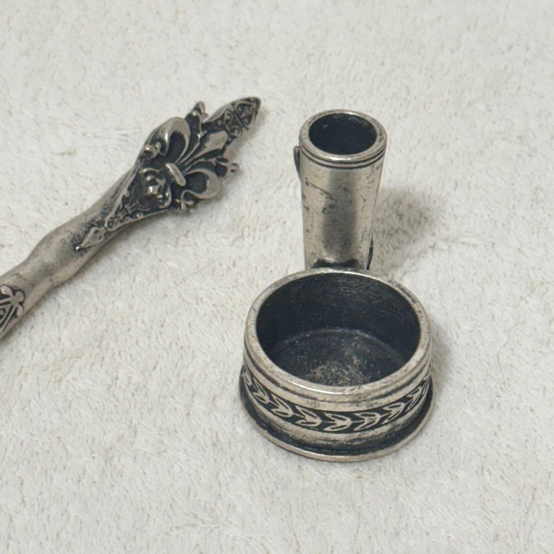 シルバー高級ハンドメイド　フルール・ド・リス ペンとインクポット シルバー万年筆