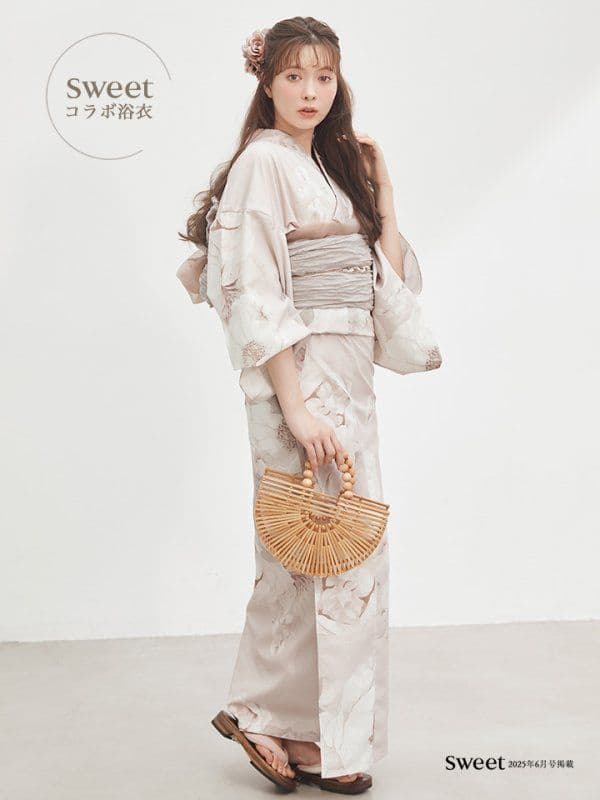 ♥未使用♥ シュガーナイン sweet コラボ 蒼華に咲く花浴衣 牡丹 くすみ色