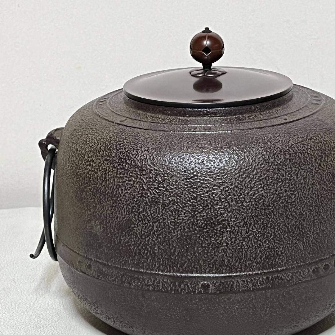 佐藤浄清 利休好写 万代屋釜 共箱 茶釜 茶道具 【k3684】
