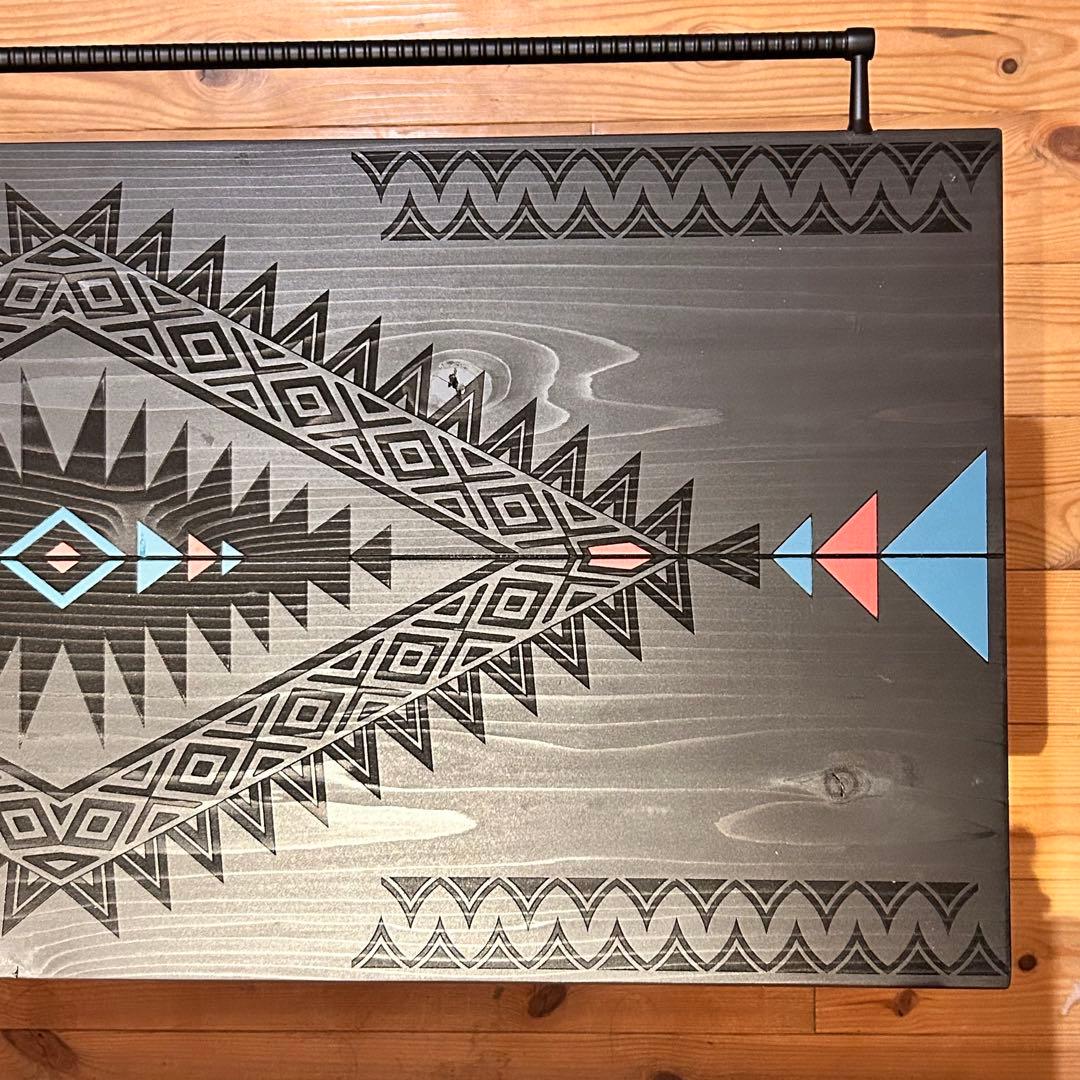 No.565 アイアンローテーブル オルテガテーブル　ネイティブ柄