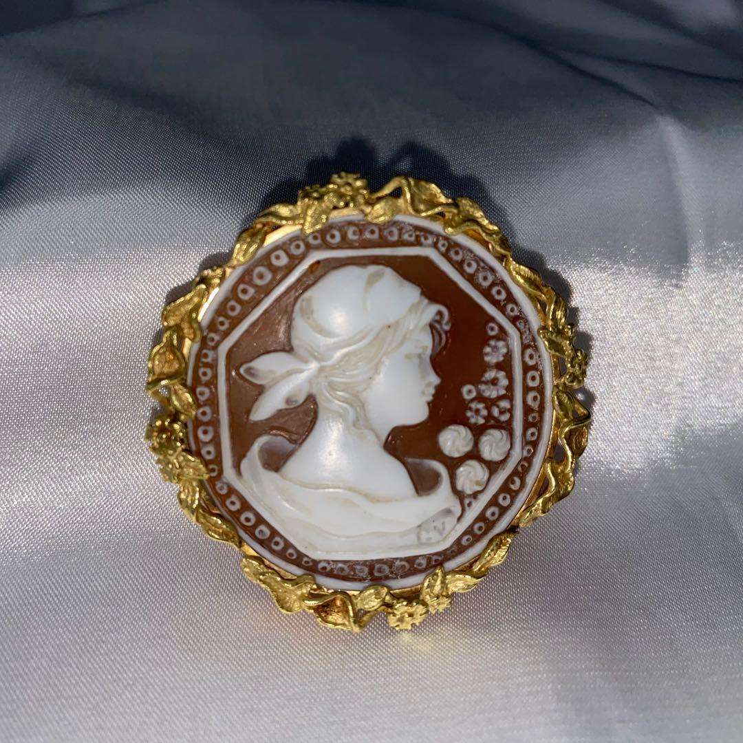 カメオ K18 ペンダントトップ ブローチ 2個セット