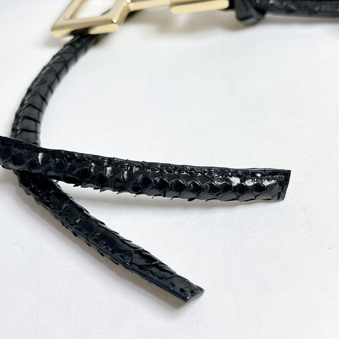 グッチ　ウエストマーク　ロープ　ベルト　ブラック　パイソン