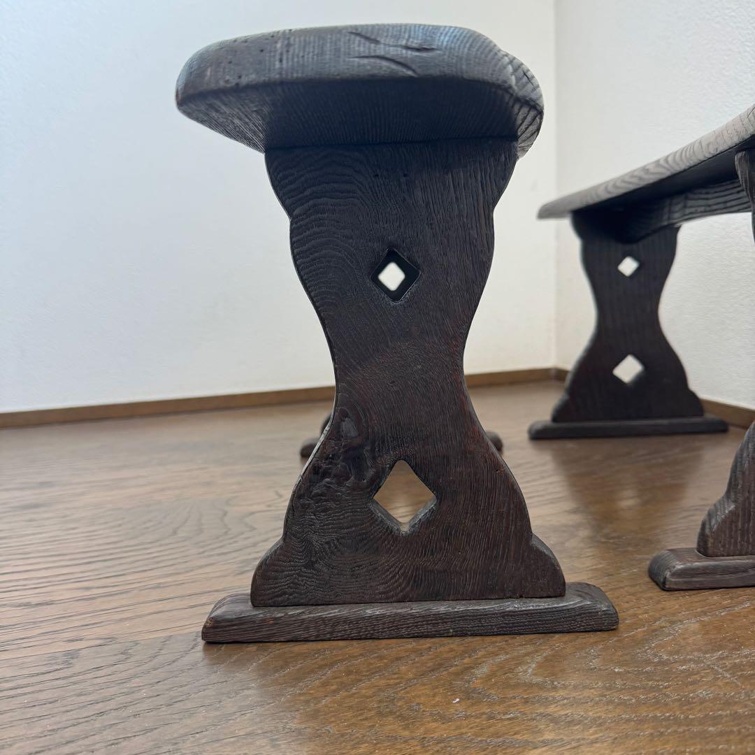 脇息 肘掛け 肘掛け 木製 透かし 2点 和風 家具 インテリア レトロ