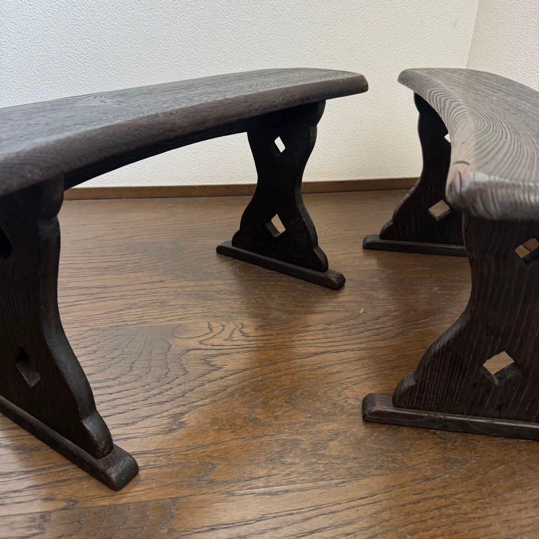 脇息 肘掛け 肘掛け 木製 透かし 2点 和風 家具 インテリア レトロ